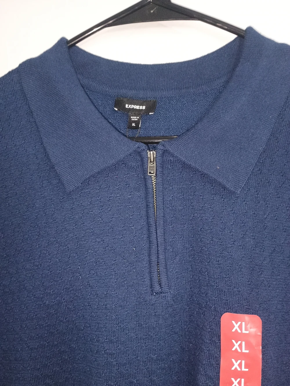 Express Men's Navy Short-Sleeve Polo Shirt